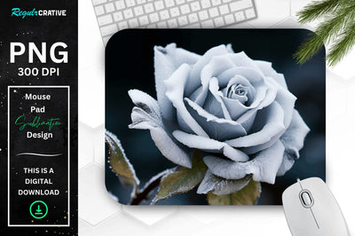 Beautiful Frost Rose Mouse Pad Sublimation Regulrcrative 