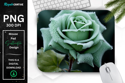 Beautiful Frost Rose Mouse Pad Sublimation Regulrcrative 