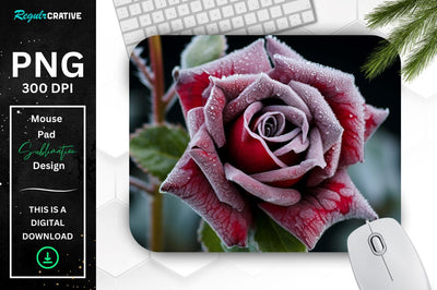 Beautiful Frost Rose Mouse Pad Sublimation Regulrcrative 