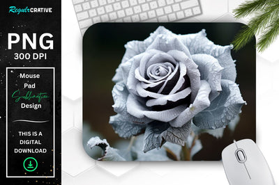 Beautiful Frost Rose Mouse Pad Sublimation Regulrcrative 