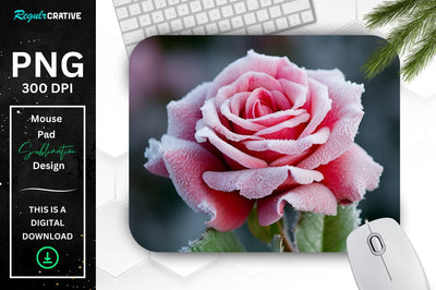 Beautiful Frost Rose Mouse Pad Sublimation Regulrcrative 