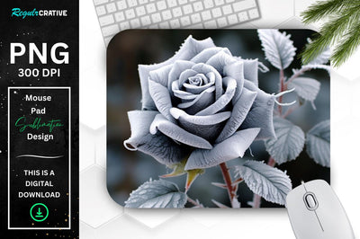 Beautiful Frost Rose Mouse Pad Sublimation Regulrcrative 