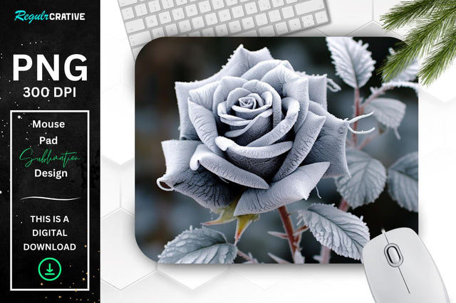 Beautiful Frost Rose Mouse Pad Sublimation Regulrcrative 