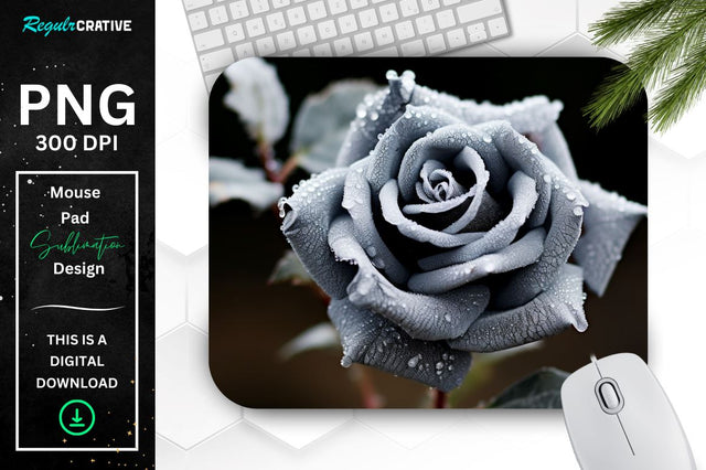 Beautiful Frost Rose Mouse Pad Sublimation Regulrcrative 