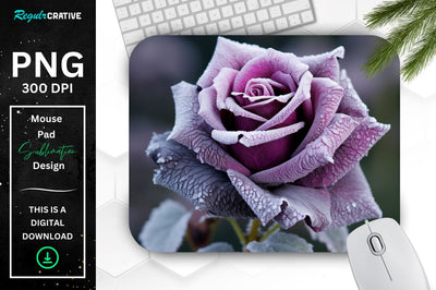 Beautiful Frost Rose Mouse Pad Sublimation Regulrcrative 