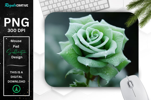 Beautiful Frost Rose Mouse Pad Sublimation Regulrcrative 