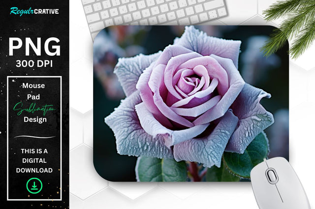Beautiful Frost Rose Mouse Pad Sublimation Regulrcrative 