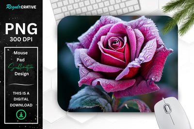 Beautiful Frost Rose Mouse Pad Sublimation Regulrcrative 
