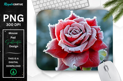 Beautiful Frost Rose Mouse Pad Sublimation Regulrcrative 