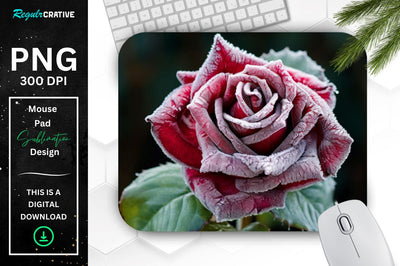 Beautiful Frost Rose Mouse Pad Sublimation Regulrcrative 