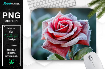Beautiful Frost Rose Mouse Pad Sublimation Regulrcrative 