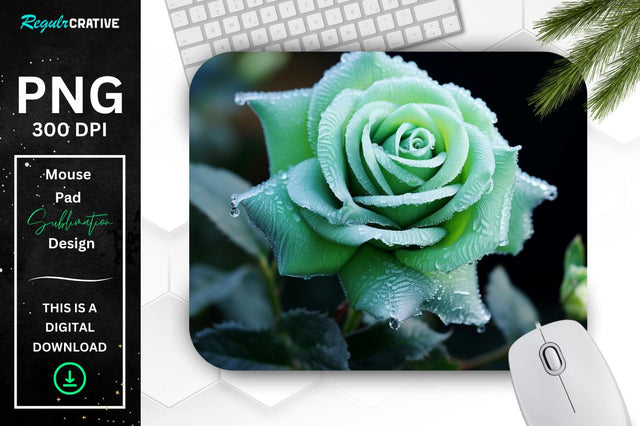 Beautiful Frost Rose Mouse Pad Sublimation Regulrcrative 
