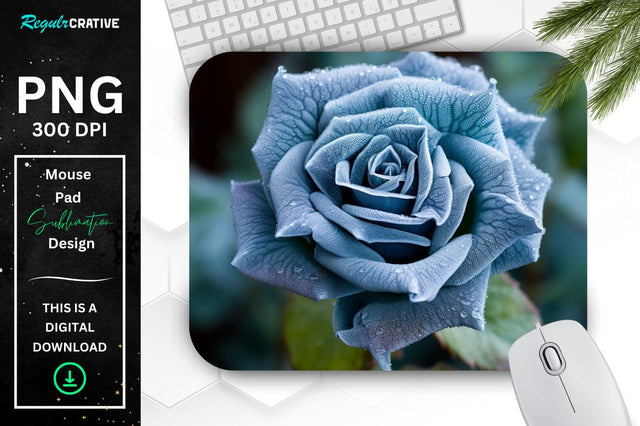 Beautiful Frost Rose Mouse Pad Sublimation Regulrcrative 