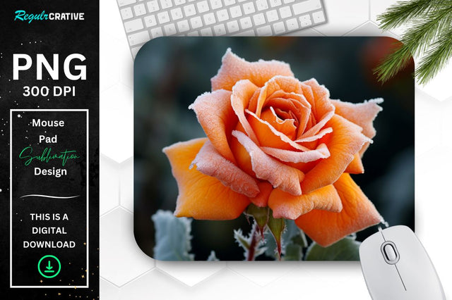 Beautiful Frost Rose Mouse Pad Sublimation Regulrcrative 