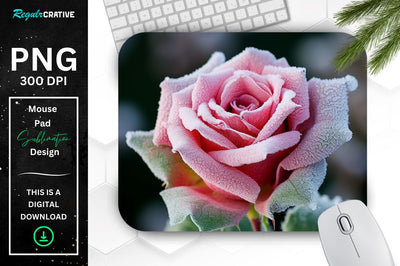 Beautiful Frost Rose Mouse Pad Sublimation Regulrcrative 