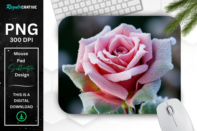Beautiful Frost Rose Mouse Pad Sublimation Regulrcrative 