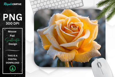 Beautiful Frost Rose Mouse Pad Sublimation Regulrcrative 