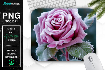 Beautiful Frost Rose Mouse Pad Sublimation Regulrcrative 