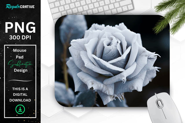 Beautiful Frost Rose Mouse Pad Sublimation Regulrcrative 