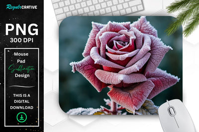 Beautiful Frost Rose Mouse Pad Sublimation Regulrcrative 