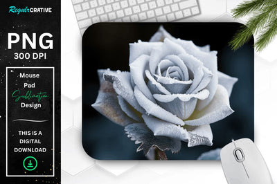 Beautiful Frost Rose Mouse Pad Sublimation Regulrcrative 