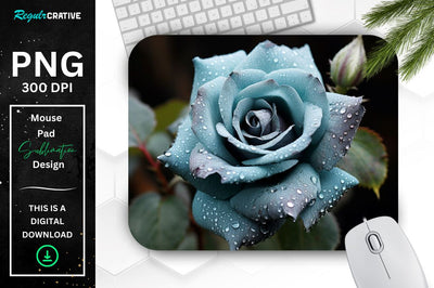 Beautiful Frost Rose Mouse Pad Sublimation Regulrcrative 