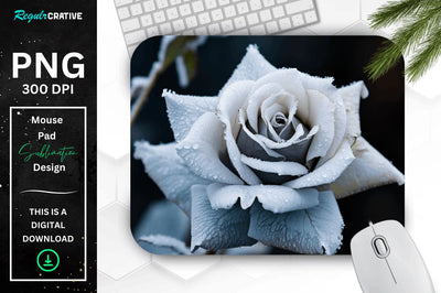 Beautiful Frost Rose Mouse Pad Sublimation Regulrcrative 