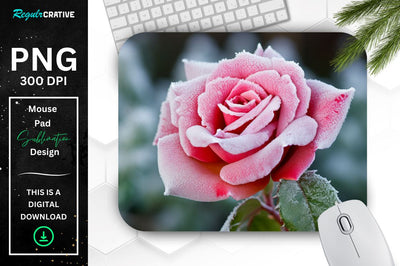 Beautiful Frost Rose Mouse Pad Sublimation Regulrcrative 