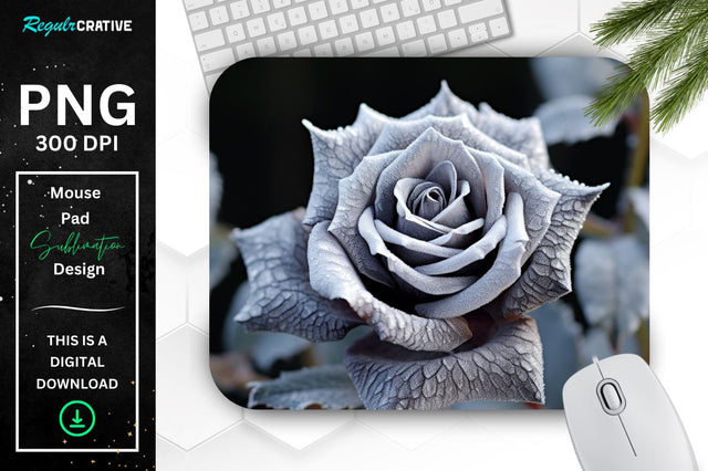 Beautiful Frost Rose Mouse Pad Sublimation Regulrcrative 