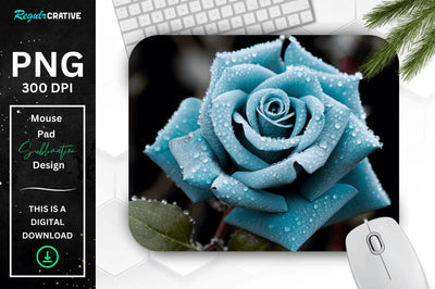 Beautiful Frost Rose Mouse Pad Sublimation Regulrcrative 