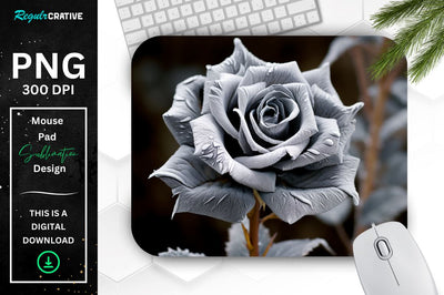 Beautiful Frost Rose Mouse Pad Sublimation Regulrcrative 