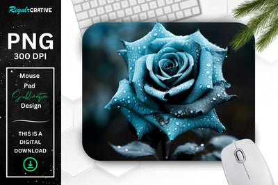 Beautiful Frost Rose Mouse Pad Sublimation Regulrcrative 