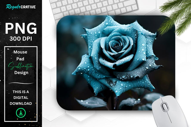 Beautiful Frost Rose Mouse Pad Sublimation Regulrcrative 
