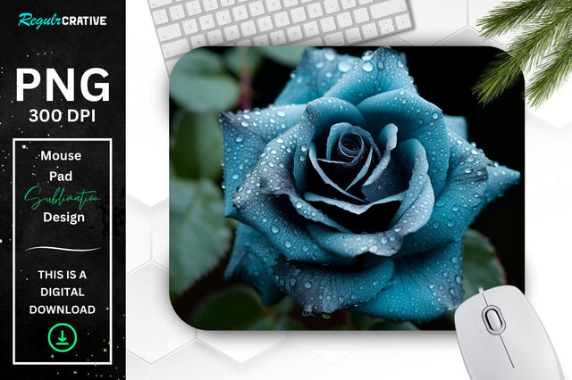 Beautiful Frost Rose Mouse Pad Sublimation Regulrcrative 