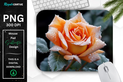 Beautiful Frost Rose Mouse Pad Sublimation Regulrcrative 