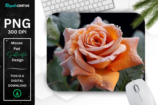 Beautiful Frost Rose Mouse Pad Sublimation Regulrcrative 