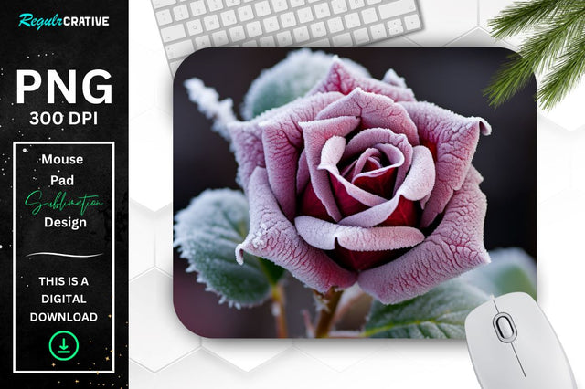 Beautiful Frost Rose Mouse Pad Sublimation Regulrcrative 