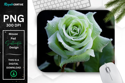 Beautiful Frost Rose Mouse Pad Sublimation Regulrcrative 