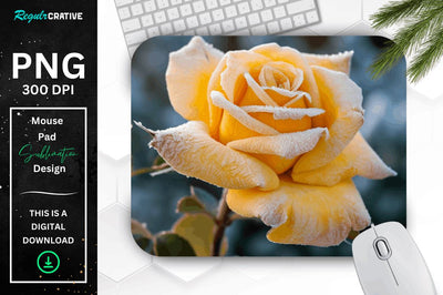 Beautiful Frost Rose Mouse Pad Sublimation Regulrcrative 