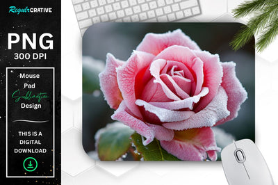 Beautiful Frost Rose Mouse Pad Sublimation Regulrcrative 