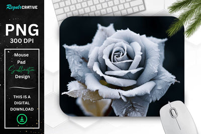 Beautiful Frost Rose Mouse Pad Sublimation Regulrcrative 