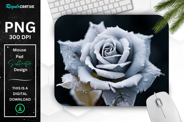Beautiful Frost Rose Mouse Pad Sublimation Regulrcrative 