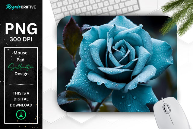 Beautiful Frost Rose Mouse Pad Sublimation Regulrcrative 