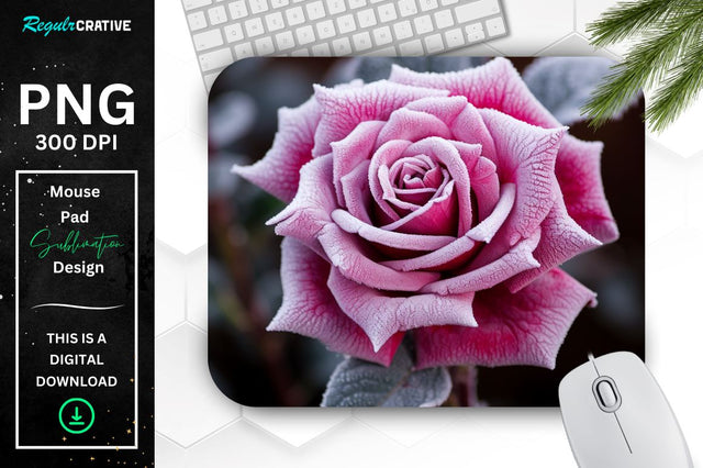 Beautiful Frost Rose Mouse Pad Sublimation Regulrcrative 