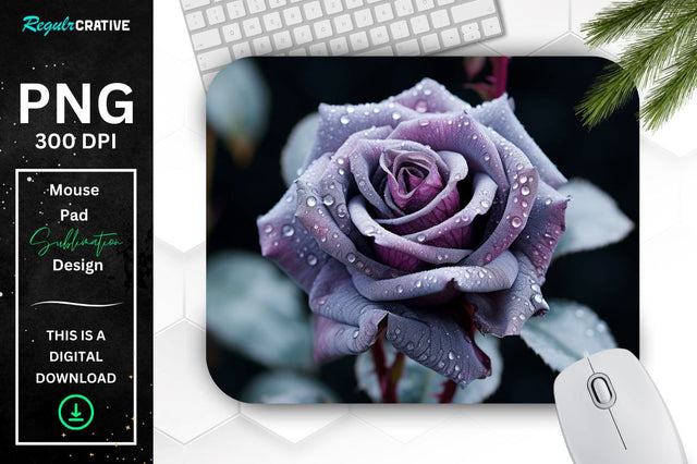 Beautiful Frost Rose Mouse Pad Sublimation Regulrcrative 