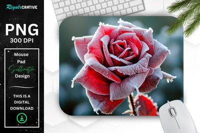 Beautiful Frost Rose Mouse Pad Sublimation Regulrcrative 
