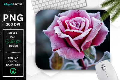 Beautiful Frost Rose Mouse Pad Sublimation Regulrcrative 