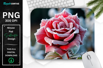 Beautiful Frost Rose Mouse Pad Sublimation Regulrcrative 