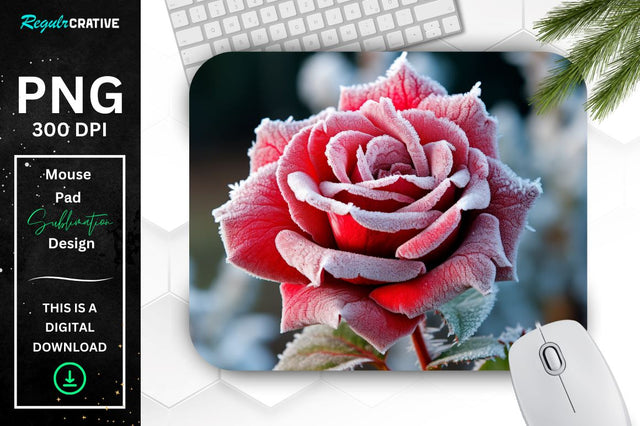 Beautiful Frost Rose Mouse Pad Sublimation Regulrcrative 