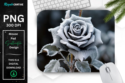 Beautiful Frost Rose Mouse Pad Sublimation Regulrcrative 